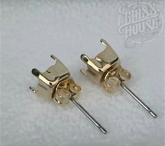 6mm Bright Gold Solitaire Earrings