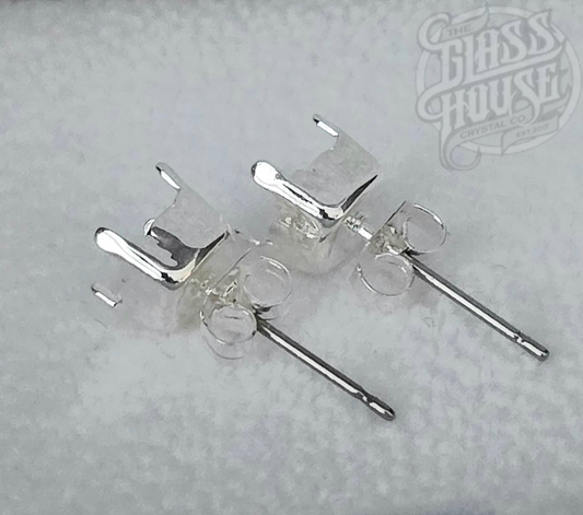 6mm Shiny Silver Solitaire Earrings
